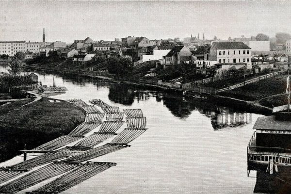 Widok z mostów kolejowych w kierunku wschodnim, 1900 r., źródło: fotopolska.eu